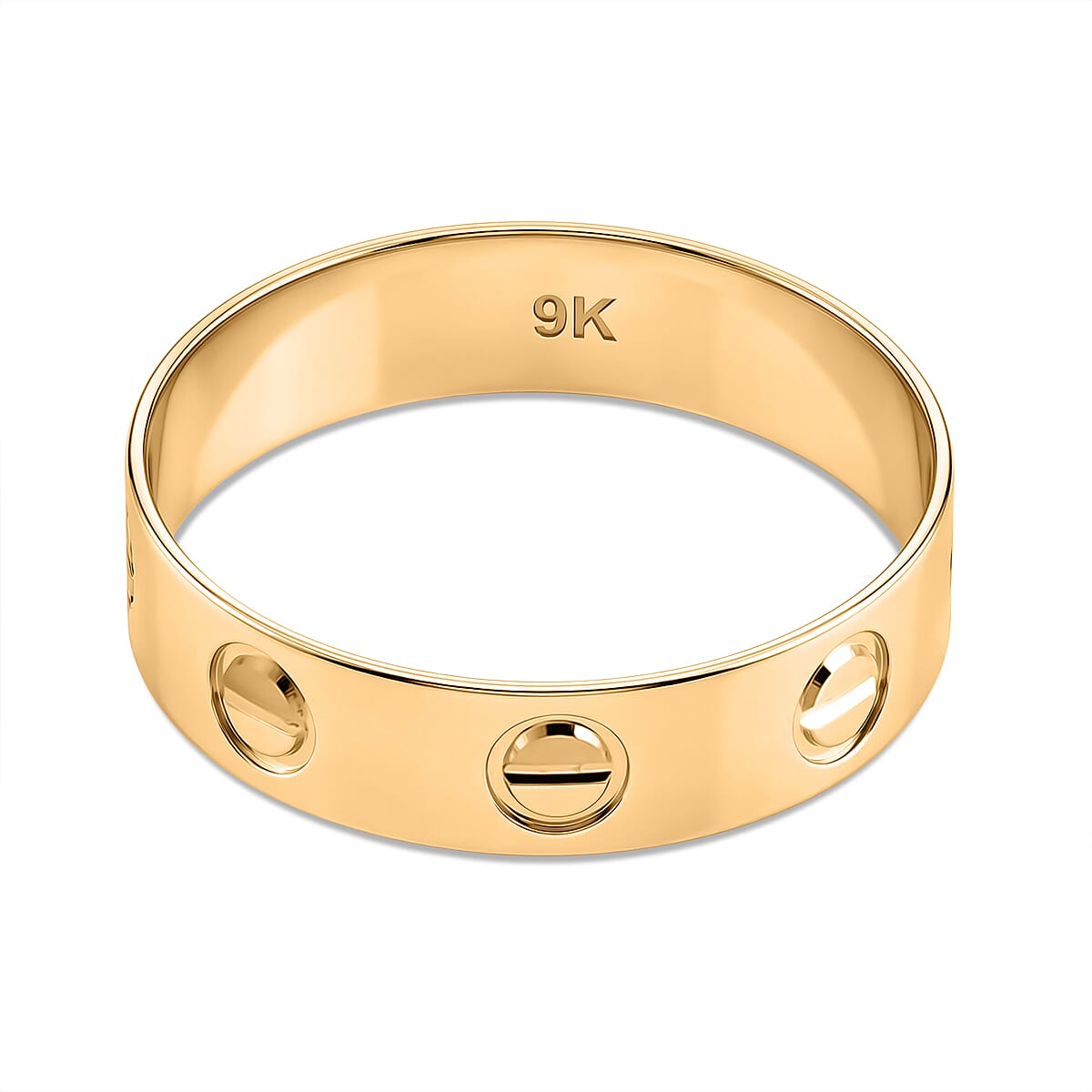 9K Yellow Gold Screw Band Ring, Gold Wt. 1.40 Gms