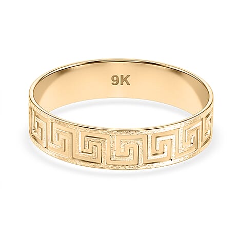 9K Yellow Gold Greek Key Ring