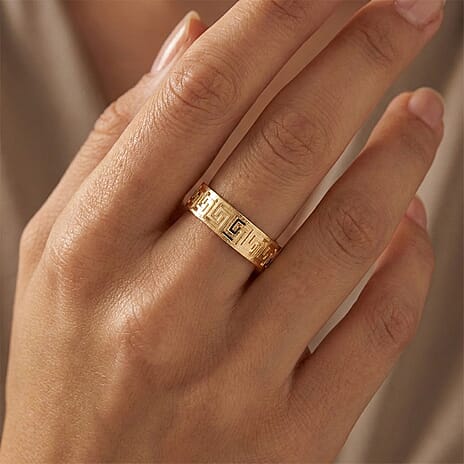 9K Yellow Gold Greek Key Ring