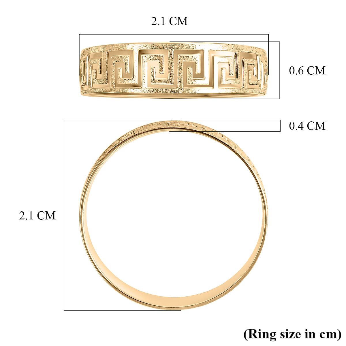 9K Yellow Gold Greek Key Ring