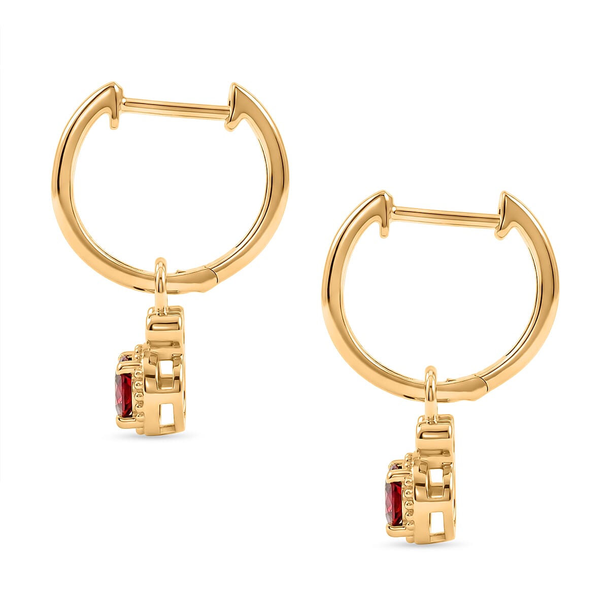 D'Joy Rhodolite Garnet, White Zircon Full Hoop Earring in 18K YG PlatingSterling Silver  1.220  Ct.