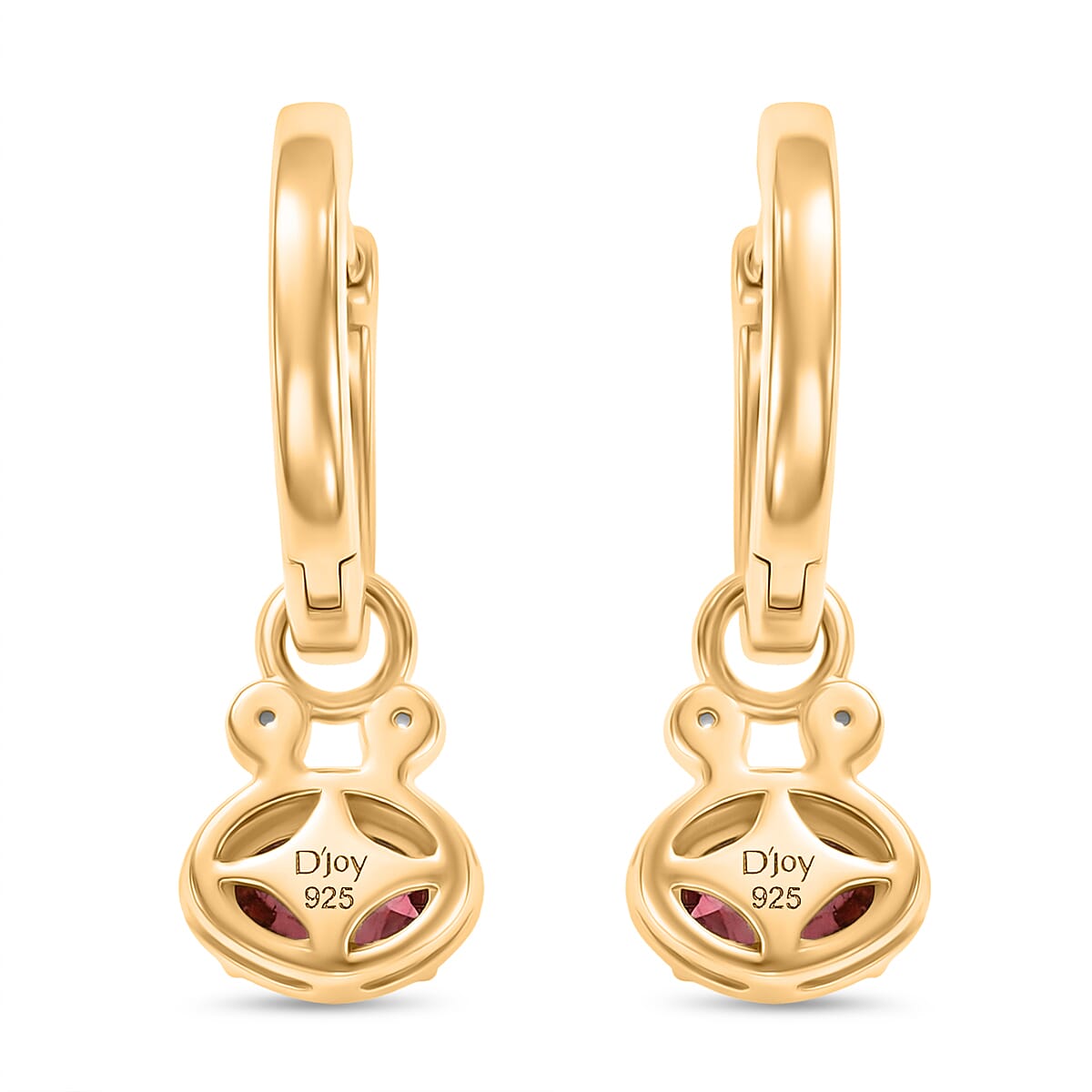 D'Joy Rhodolite Garnet, White Zircon Full Hoop Earring in 18K YG PlatingSterling Silver  1.220  Ct.