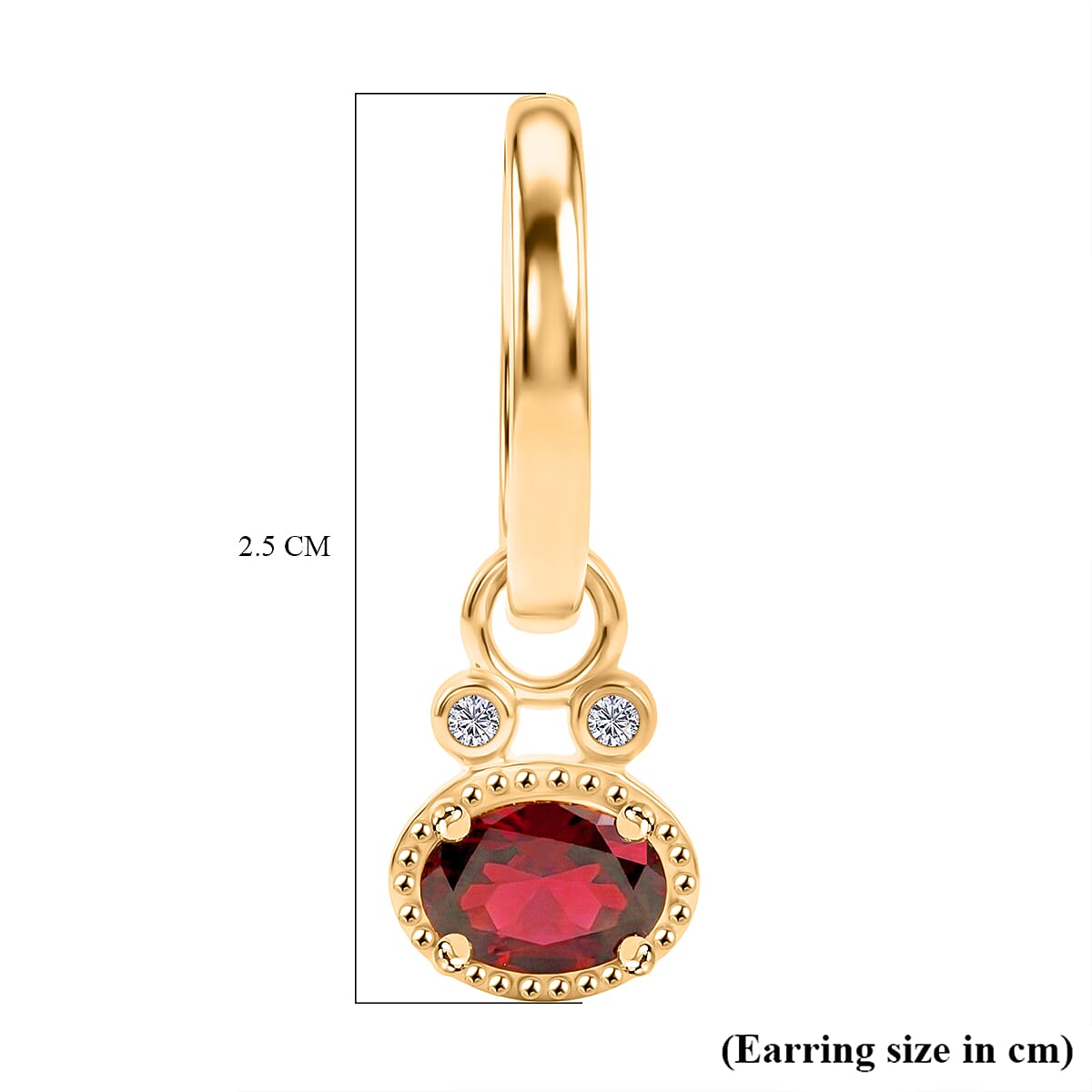 D'Joy Rhodolite Garnet, White Zircon Full Hoop Earring in 18K YG PlatingSterling Silver  1.220  Ct.
