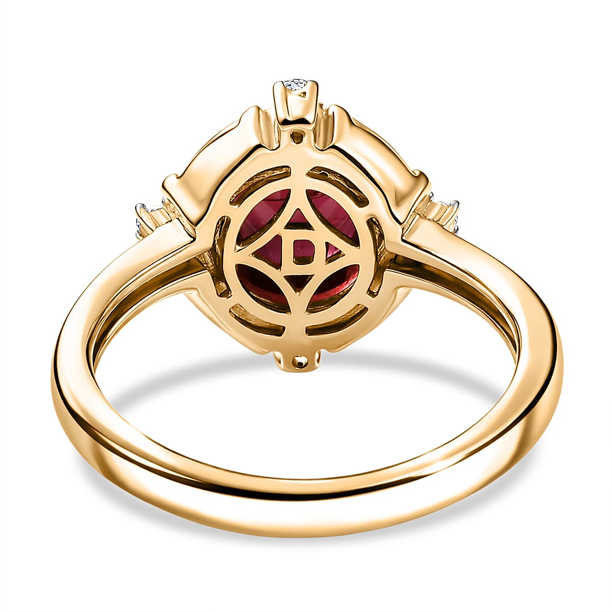 D'Joy Rhodolite Garnet & White Zircon Solitaire Ring in Yellow Gold Plated Sterling Silver 2.72 Ct.