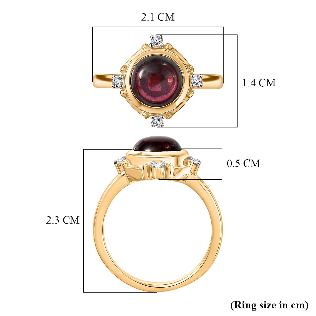 D'Joy Rhodolite Garnet, White Zircon Solitaire Ring in 18K YG PlatingSterling Silver  2.715  Ct.