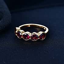 D'Joy Orissa Natural Rhodolite Garnet 5 Stone Ring in Yellow Gold Plated Sterling Silver 2.27 Ct.