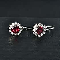 D'Joy Orissa Natural Rhodolite Garnet & White Zircon Earring in Platinum Overlay Sterling Silver 2.96 Ct.