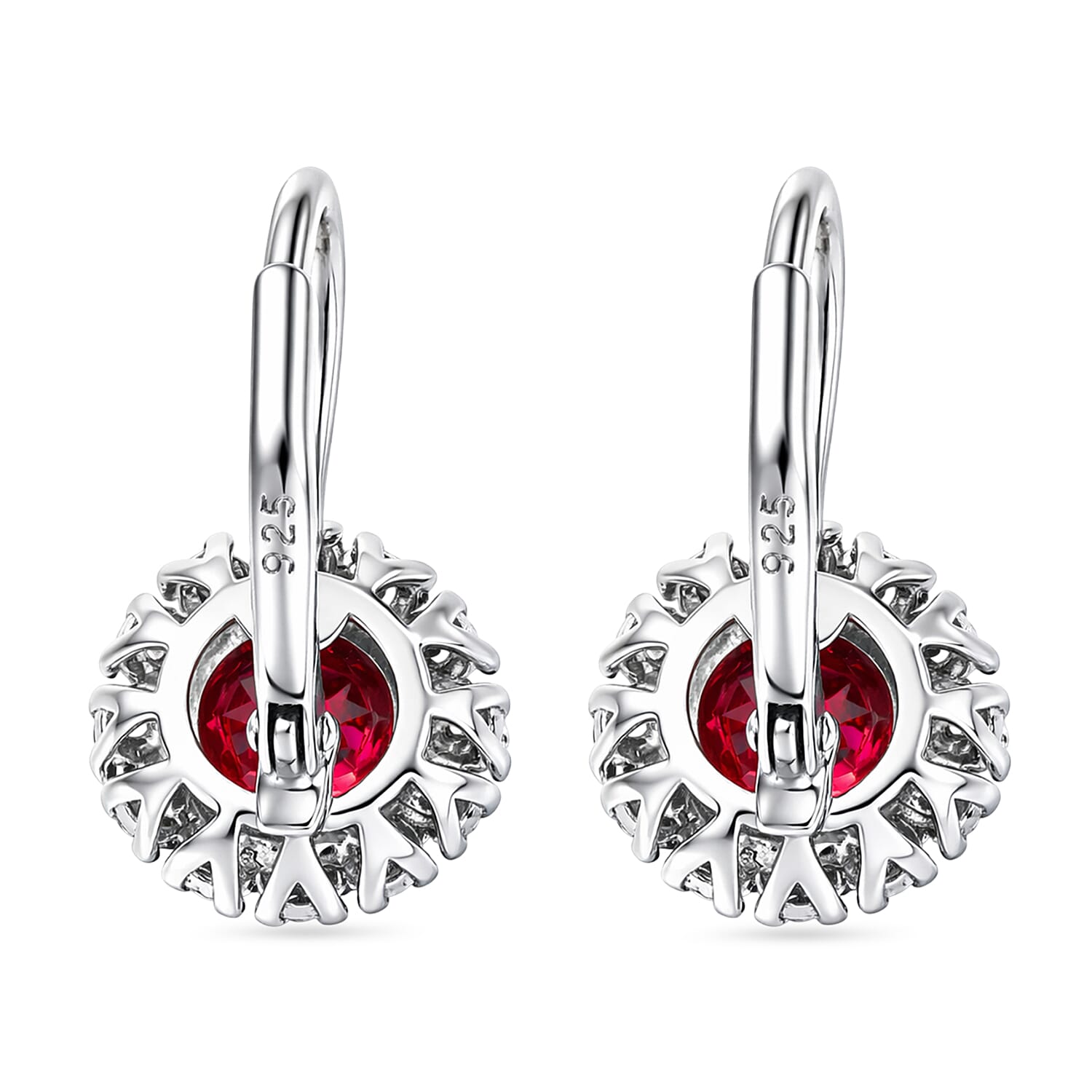 D'Joy Rhodolite Garnet, White Zircon Main Stone With Surrounding Stone Earring in Platinum OverlaySterling Silver  2.956  Ct.