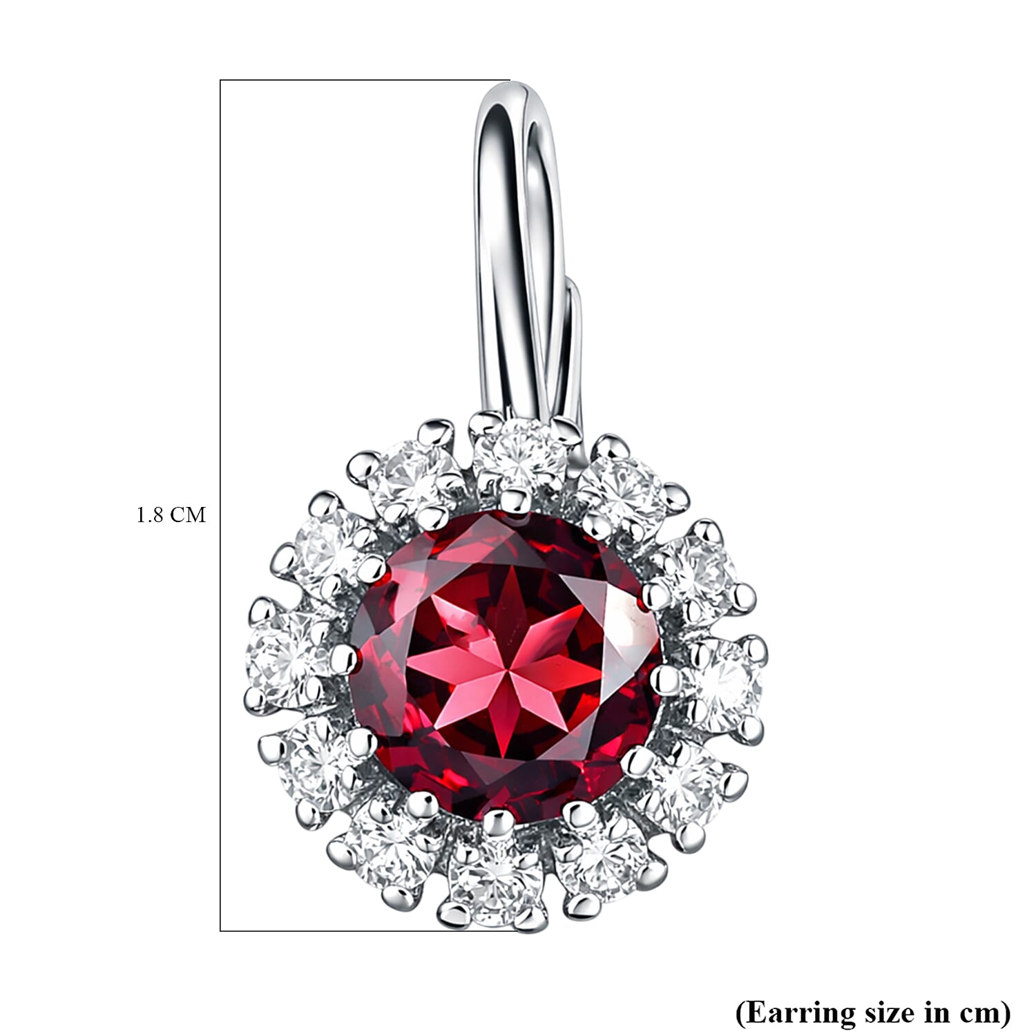 D'Joy Rhodolite Garnet, White Zircon Main Stone With Surrounding Stone Earring in Platinum OverlaySterling Silver  2.956  Ct.