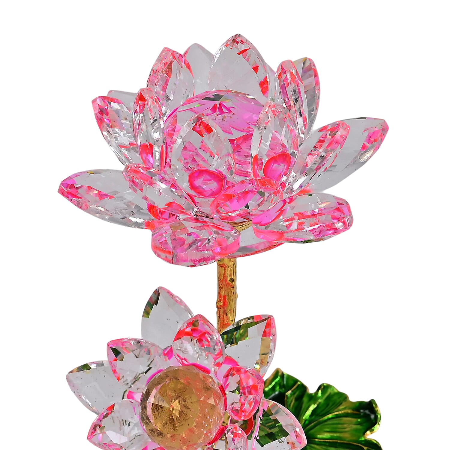 LIVMORE Crystal Lotus Flower Ornament - Pink & Green