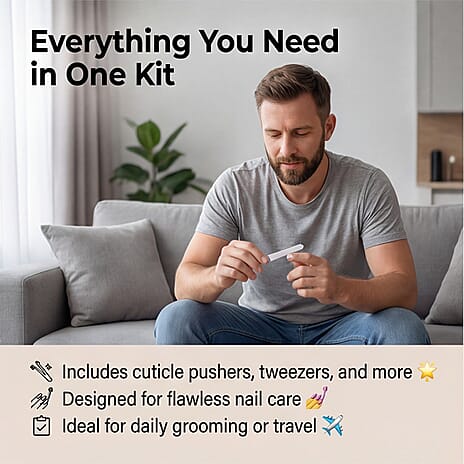 Bliss - Beyond 10 Piece Stainless Steel Embossed Manicure Set - Blue