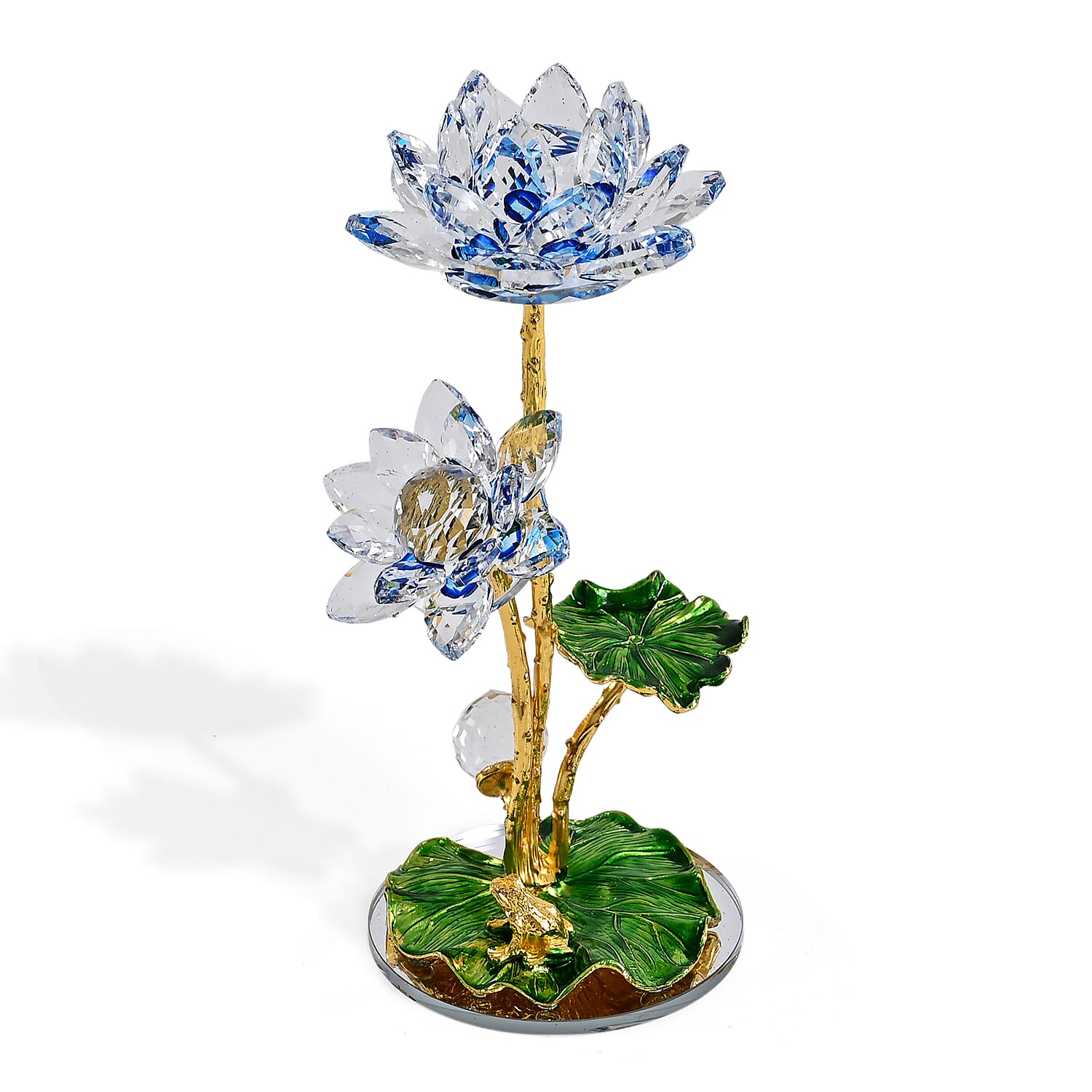 LIVMORE Crystal Lotus Flower Ornament - Blue & Green