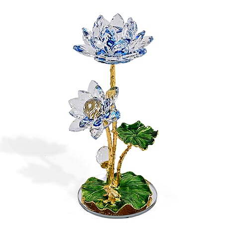 LIVMORE Crystal Lotus Flower Ornament - Blue & Green