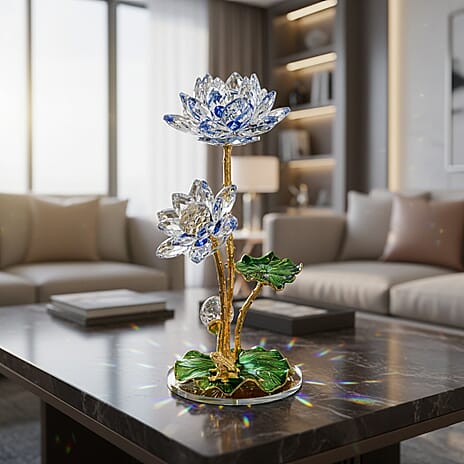 LIVMORE Crystal Lotus Flower Ornament - Blue & Green