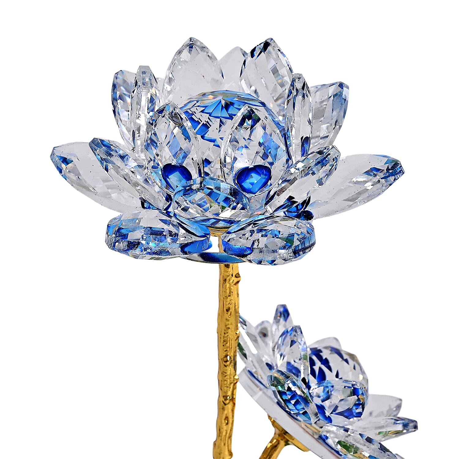 LIVMORE Crystal Lotus Flower Ornament - Blue & Green