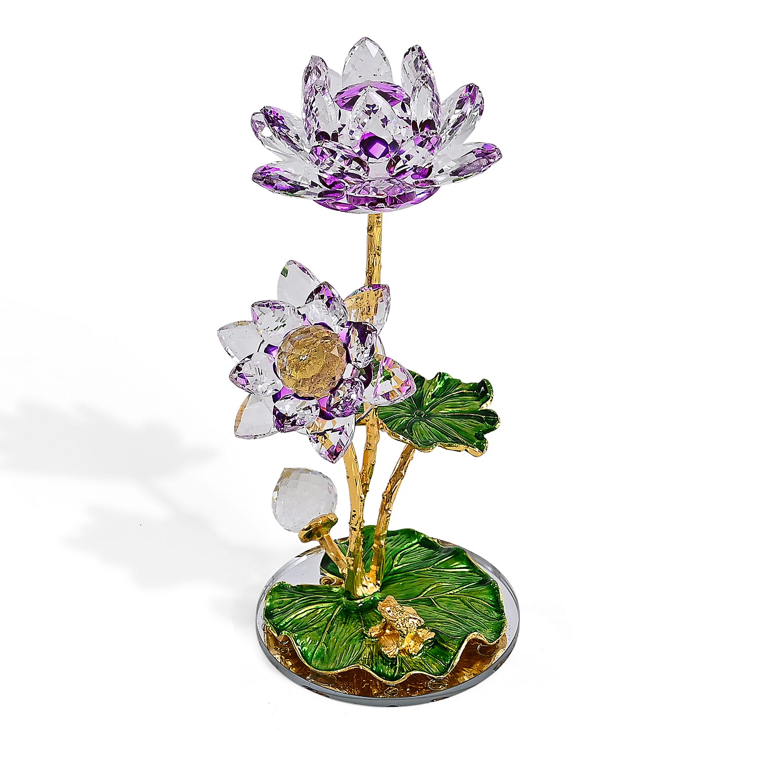 LIVMORE Crystal Lotus Flower Ornament - Purple & Green