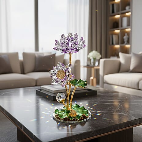 LIVMORE Crystal Lotus Flower Ornament - Purple & Green