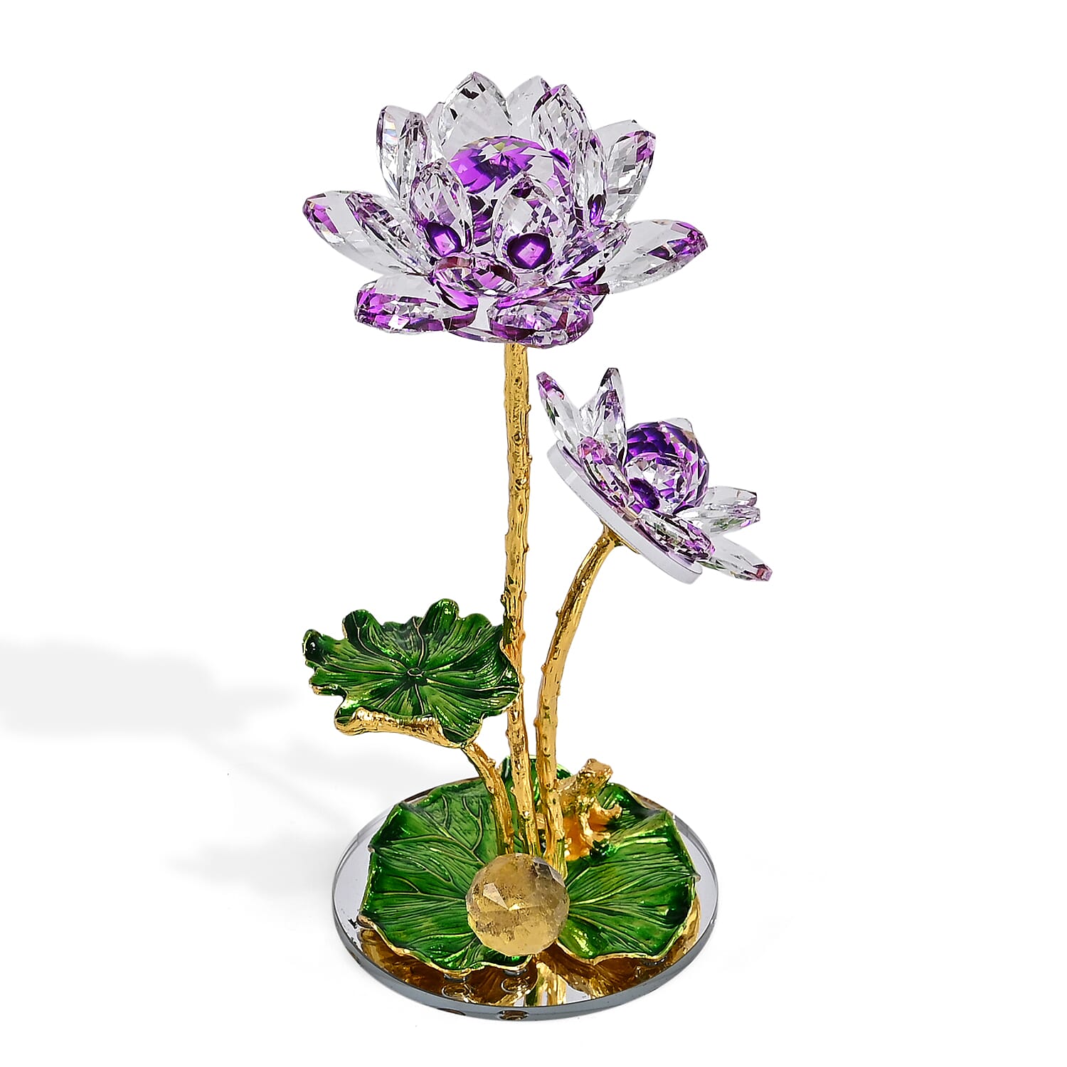LIVMORE Crystal Lotus Flower Ornament - Purple & Green
