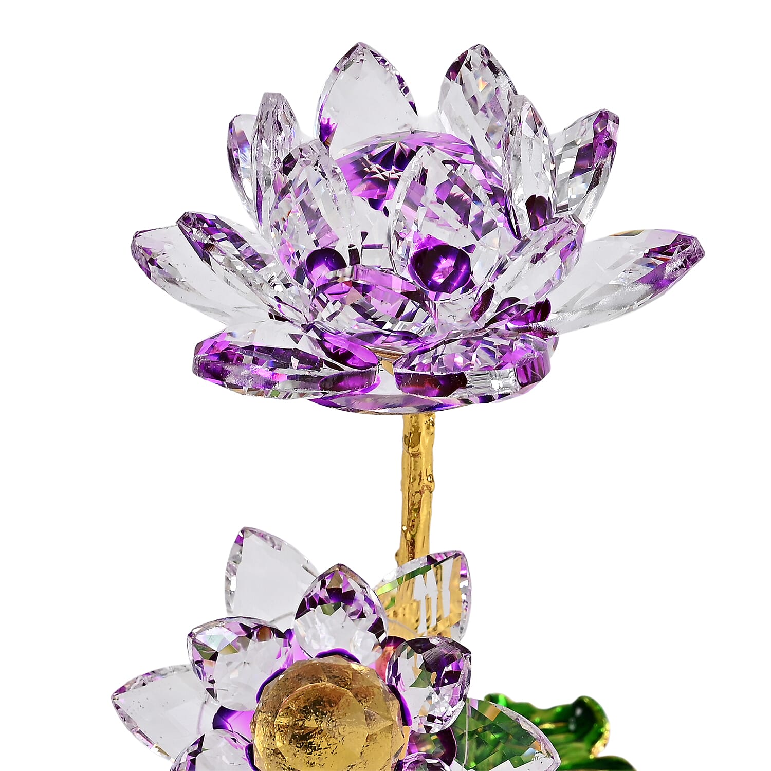 LIVMORE Crystal Lotus Flower Ornament - Purple & Green