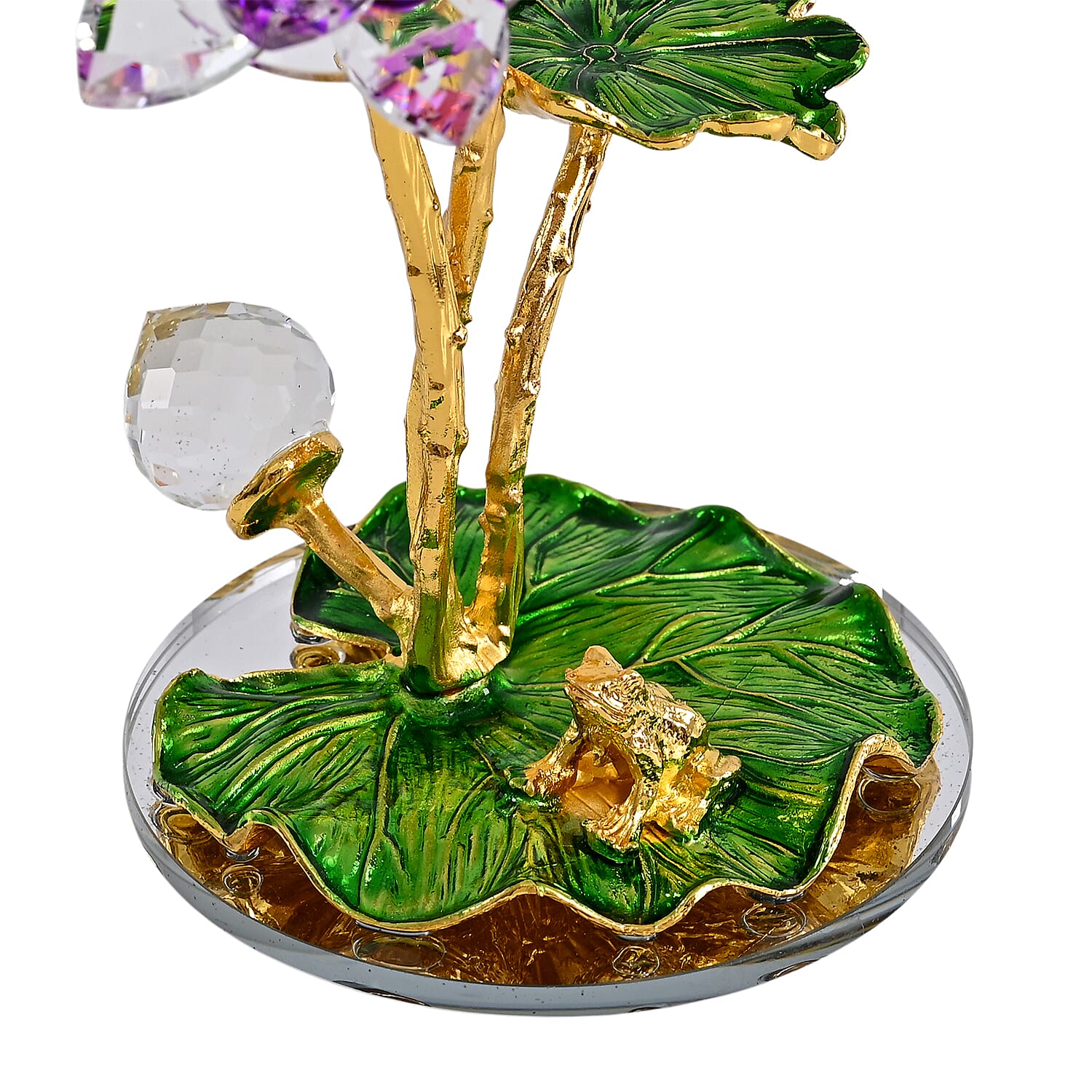 LIVMORE Crystal Lotus Flower Ornament - Purple & Green