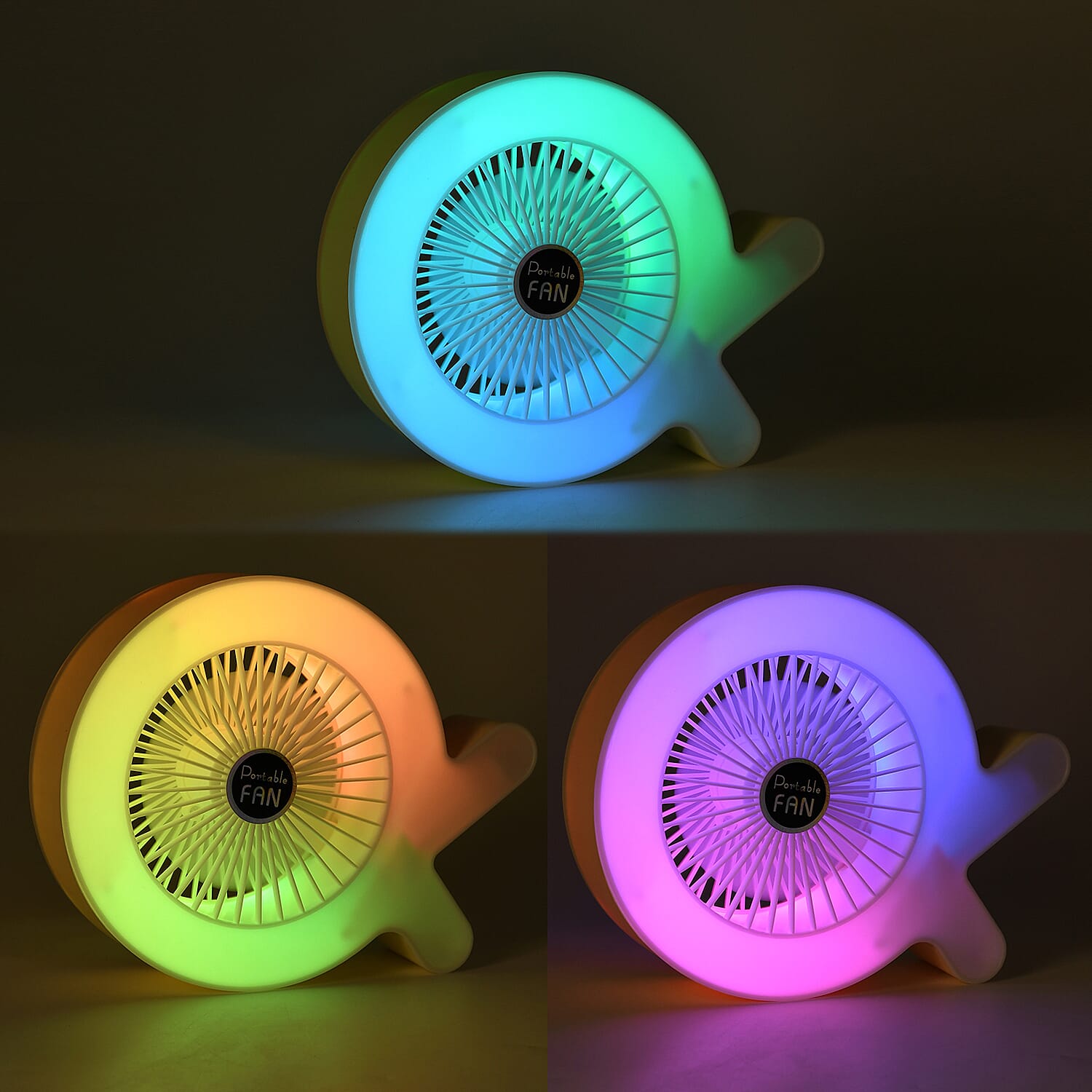 Rainbow Portable Desk Fan - 1200mAh Rechargeable (17 x 21cm) - Beige