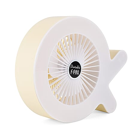 Rainbow Portable Desk Fan - 1200mAh Rechargeable (17 x 21cm) - Beige