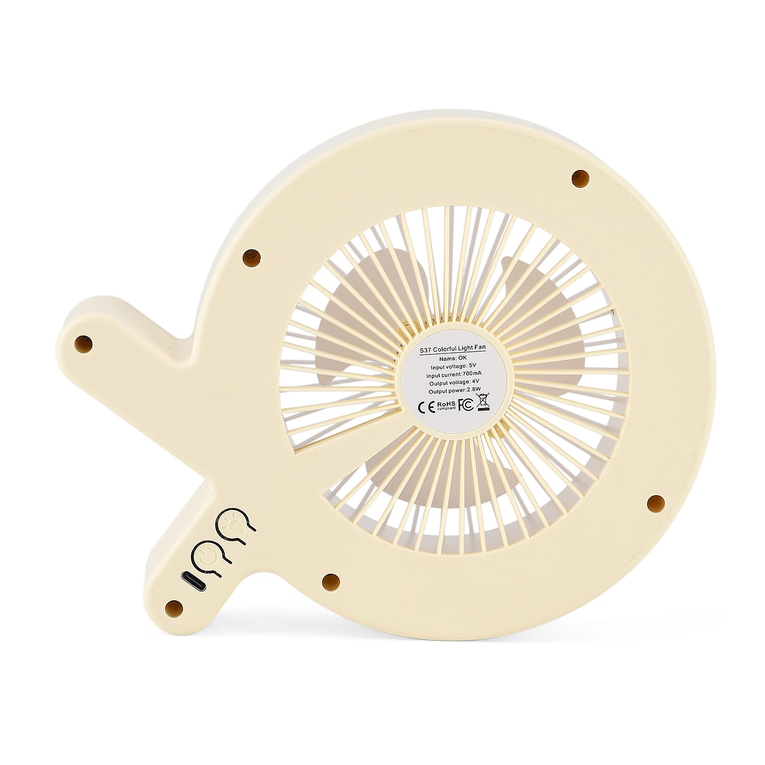 Rainbow Portable Desk Fan - 1200mAh Rechargeable (17 x 21cm) - Beige