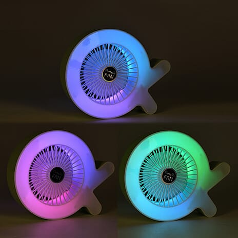Rainbow Portable Desk Fan - 1200mAh Rechargeable (17 x 21cm) - Green - Beige
