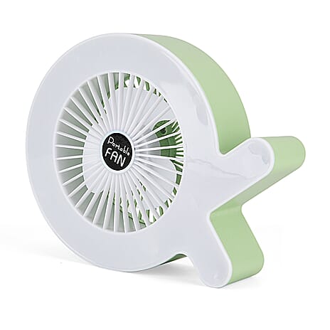 Rainbow Portable Desk Fan - 1200mAh Rechargeable (17 x 21cm) - Green - Beige