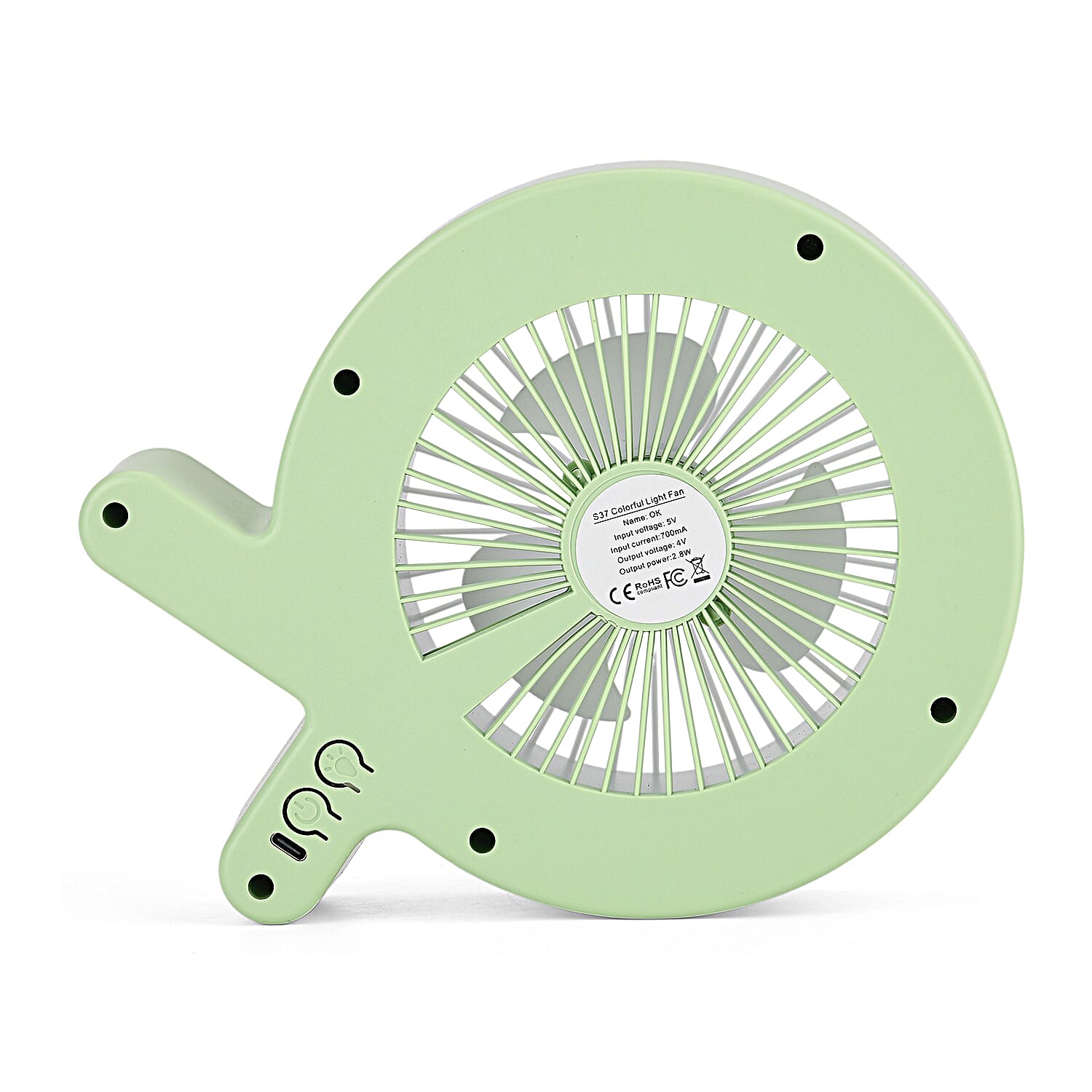 Rainbow Portable Desk Fan - 1200mAh Rechargeable (17 x 21cm) - Green - Beige