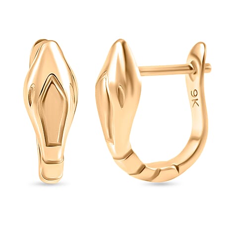 Royal Bali Collection - 9K Yellow Gold Hoop Earring with Clasp