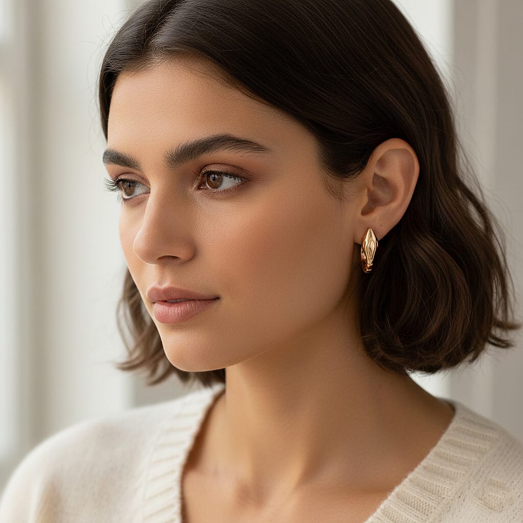 Designer Inspired Royal Bali Collection - 9K Yellow Gold Hoop Earring with Clasp