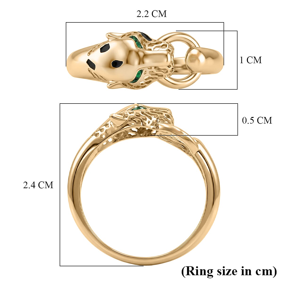 Luxoro 9K Yellow Gold Panther Ring, Gold Wt. 2.15 Gms