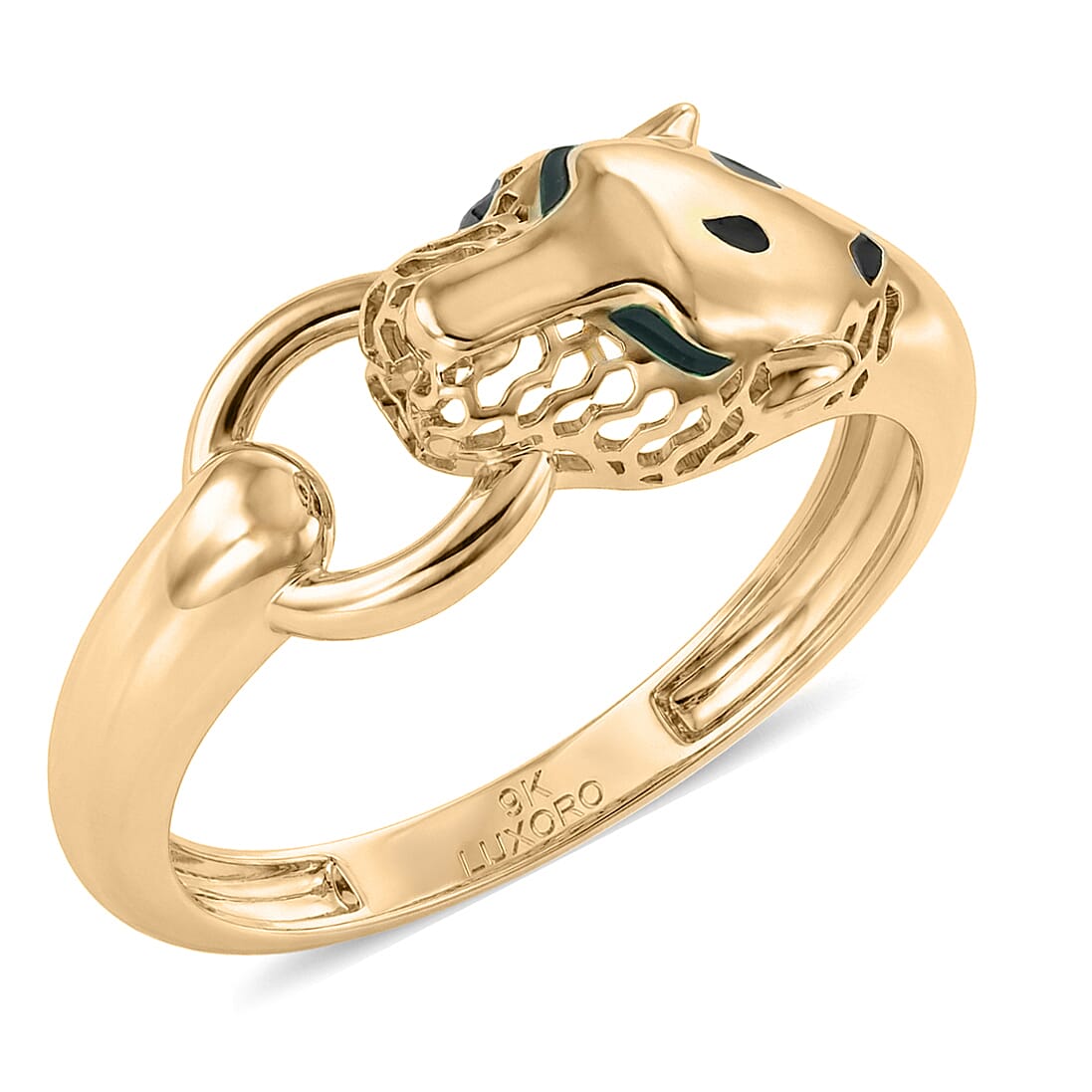 Royal Bali Collection  - 9K Yellow Gold Designer Panther Ring