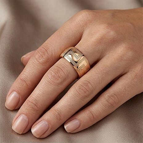 Royal Bali Collection - 9K Yellow Gold Italian Made Greek Key Design Band Ring