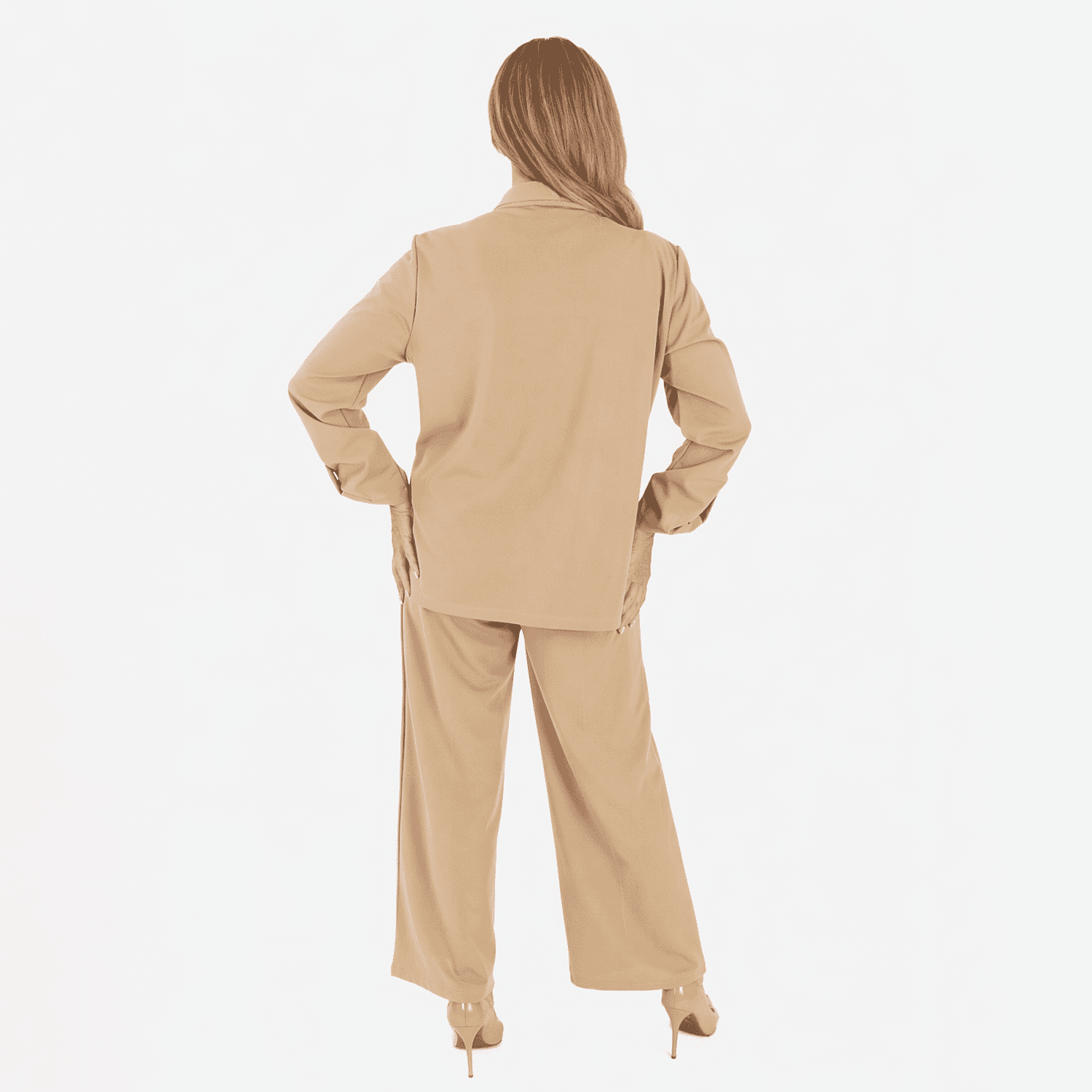 Anamor Crepe Ruched Sleeve Lapel Blazer With Gold Button Detail 
