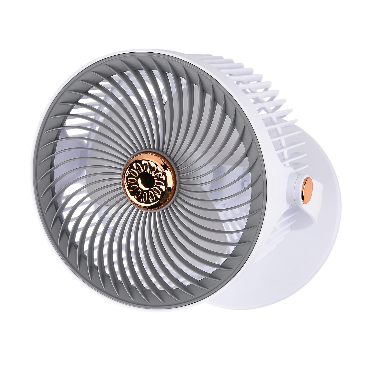 Solar Powered Portable Desk Fan - 2400mAh Rechargeable Fan with 2pcs Aroma Diffuser - Grey