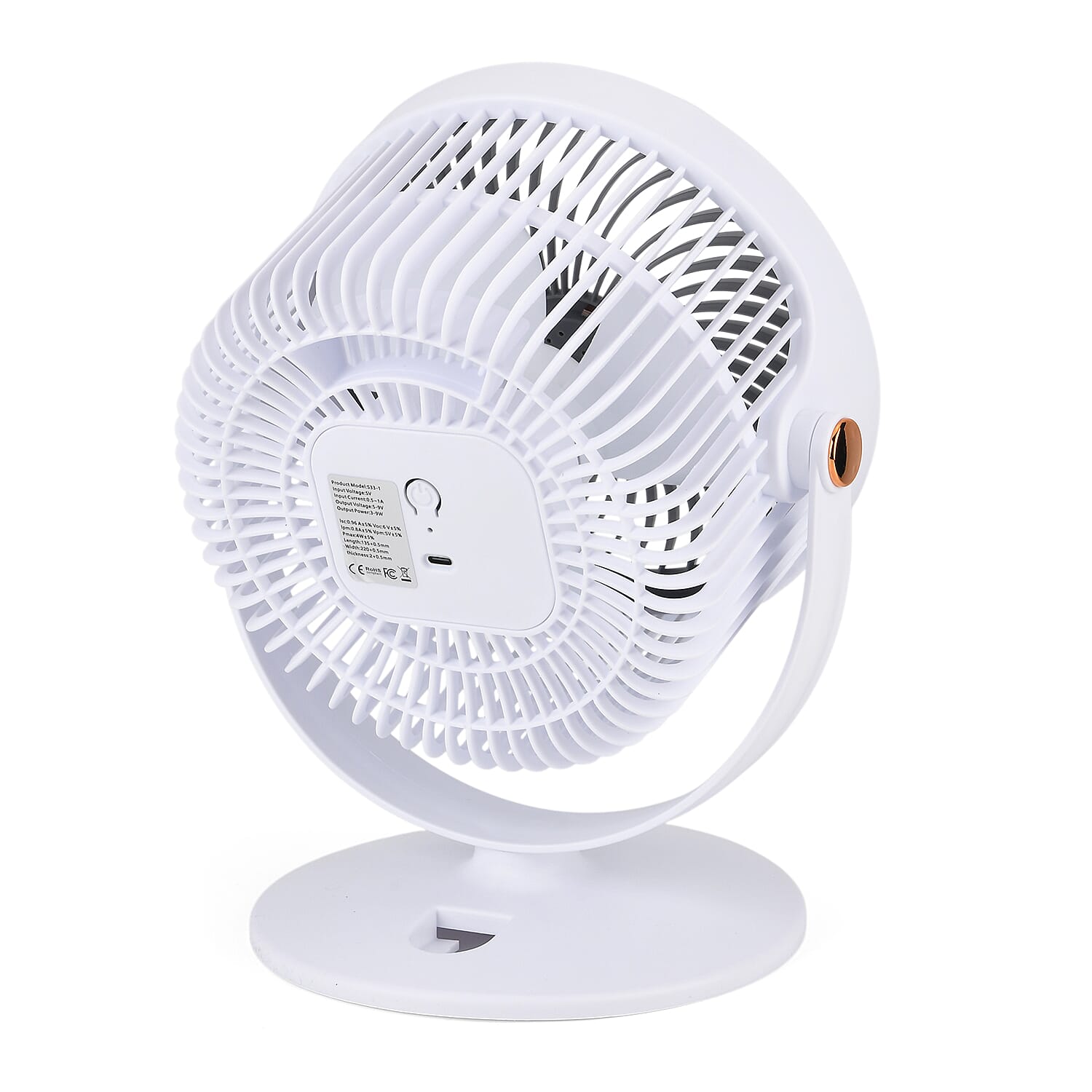 Solar Powered Portable Desk Fan - 2400mAh Rechargeable Fan with 2pcs Aroma Diffuser - Grey