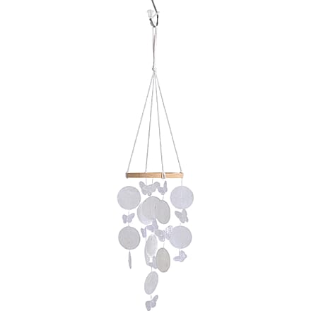 LIVMORE Beach Inspired Conch Shape Hanging Wind Chime (30 cm) - White