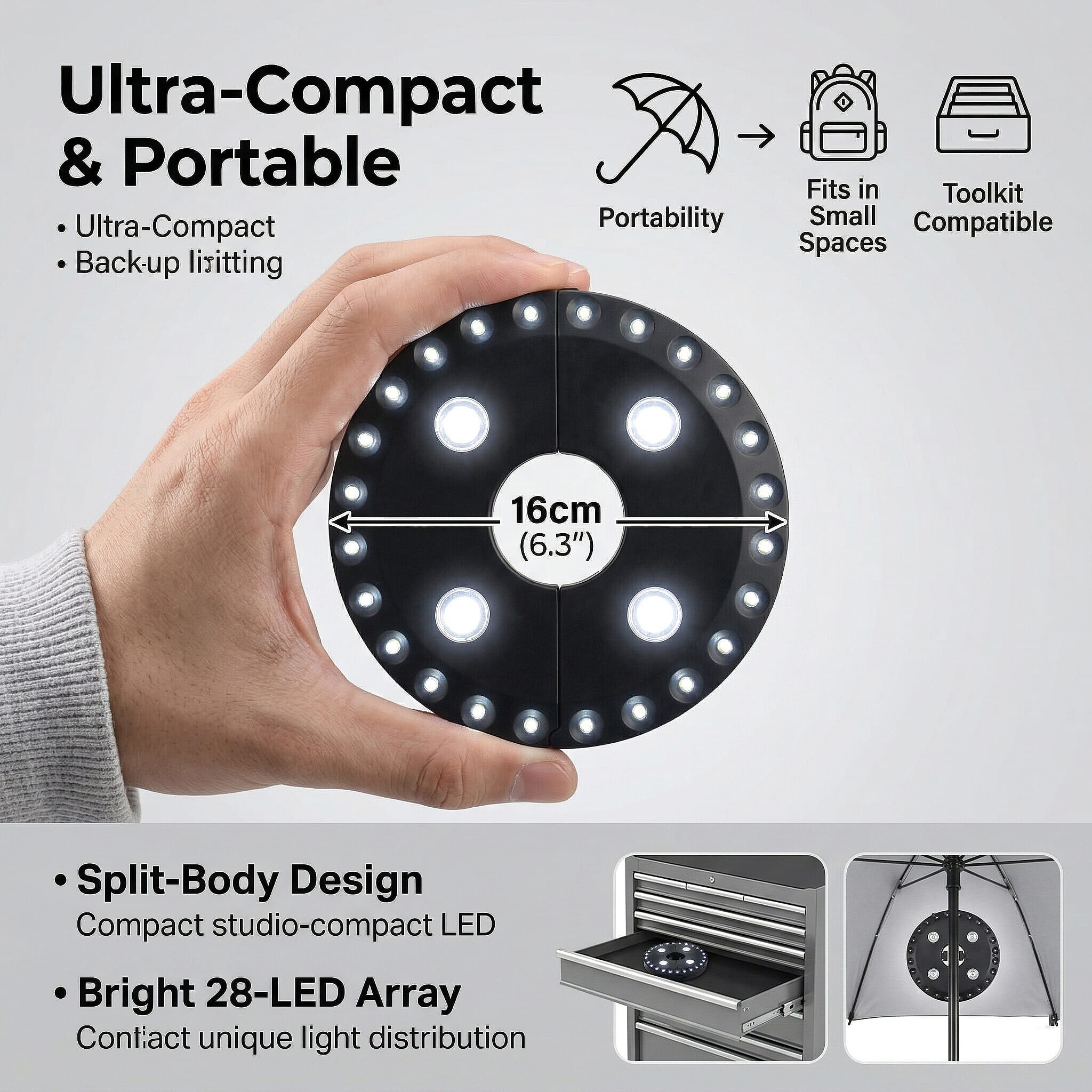 Three-Level Wireless LED Lights with 24-4 Bulb & 4AA Battery (not included) - Black & White