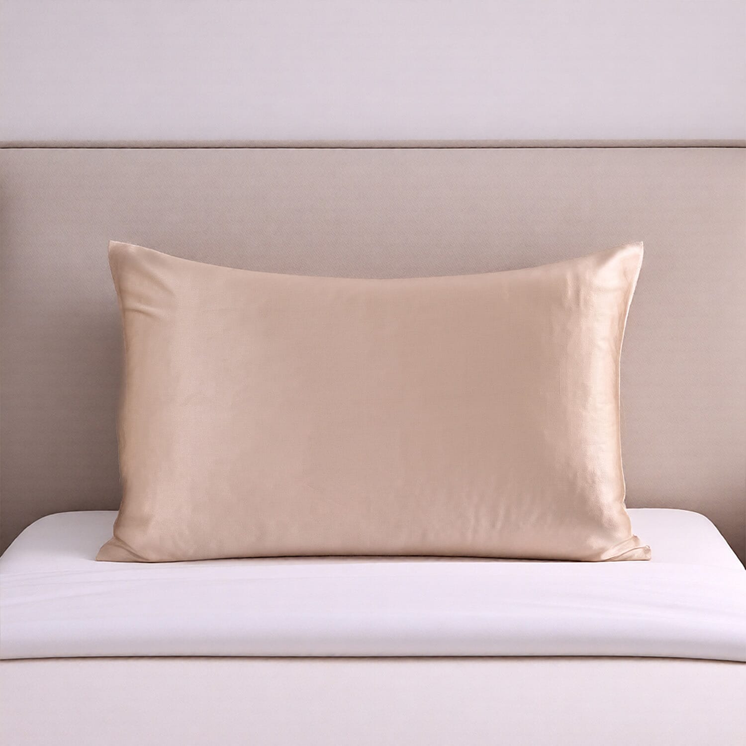 Hush Haven 100% Mulberry Silk Pillowcase with MOP Button (50x75 cm) - Beige