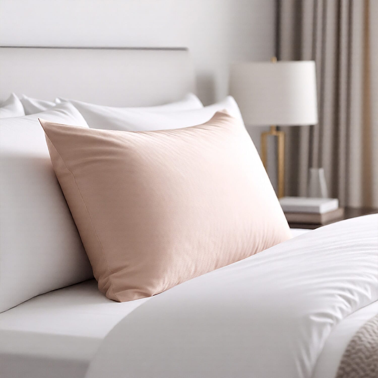 Hush Haven 100% Mulberry Silk Pillowcase with MOP Button (50x75 cm) - Beige