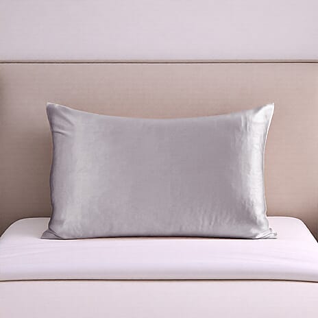 Hush Haven 100% Mulberry Silk Pillowcase with MOP Button (50x75 cm) - Silver Grey
