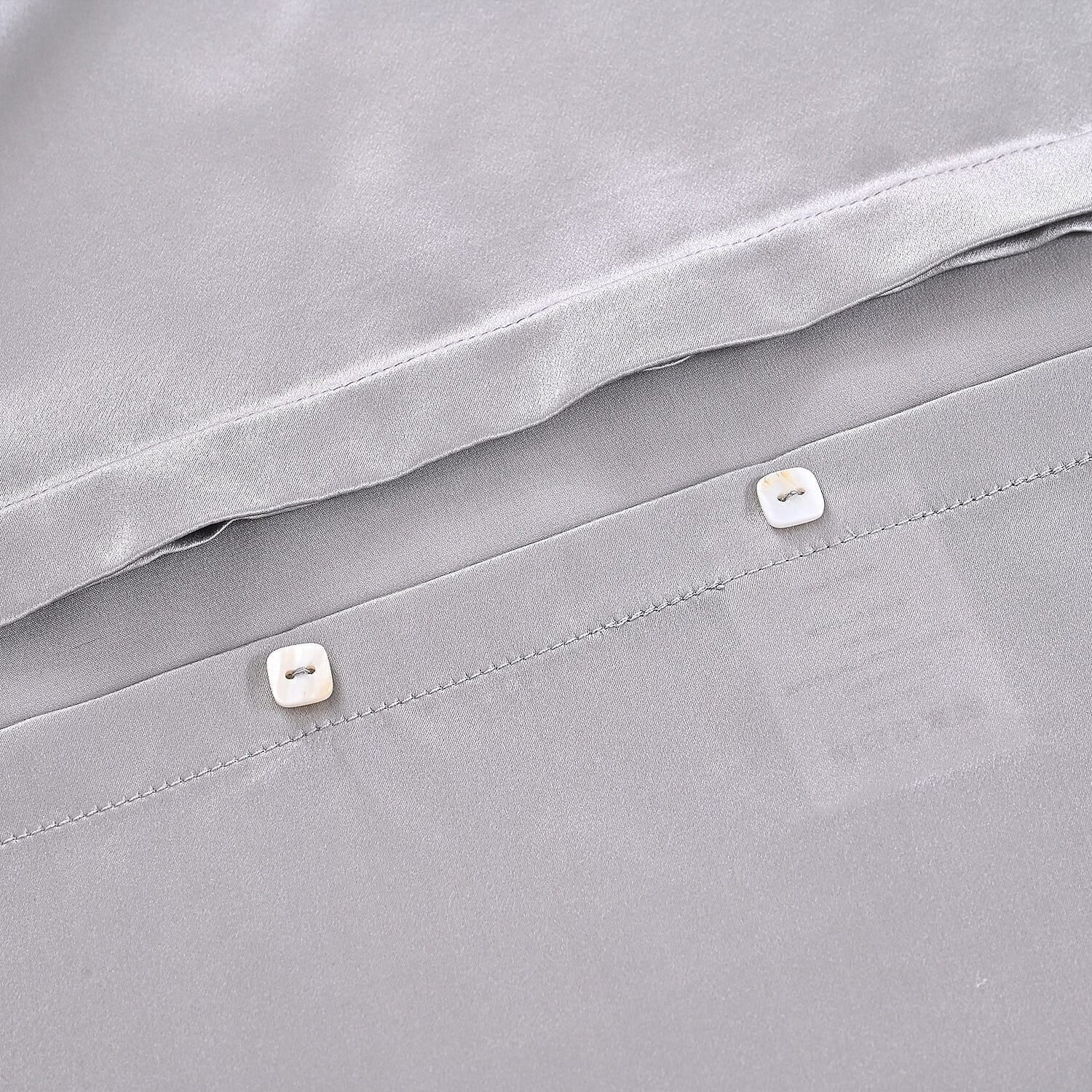 Hush Haven 100% Mulberry Silk Pillowcase with MOP Button (50x75 cm) - Silver Grey
