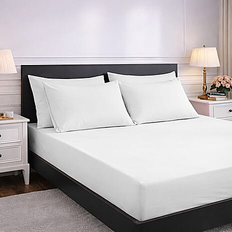 Hush Heven 6-Piece Bedding Set- Includes 2 Fitted Sheets - 4 Pillowcases (Double) - White