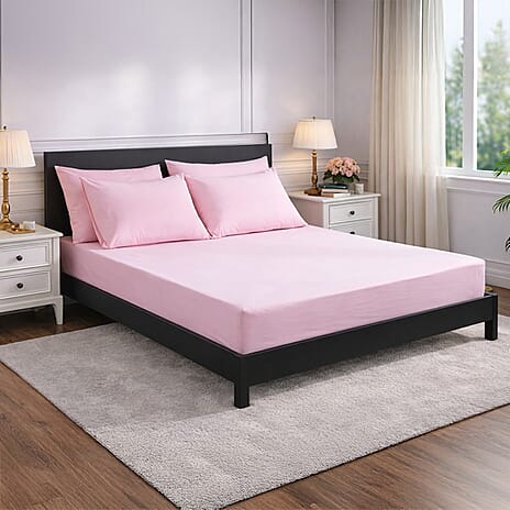 Hush Heven 6-Piece Bedding Set- Includes 2 Fitted Sheets - 4 Pillowcases (Double) - Blush Pink