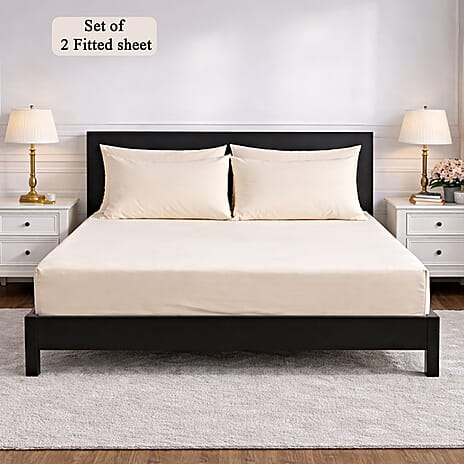 Hush Heven 6-Piece Bedding Set- Includes 2 Fitted Sheets - 4 Pillowcases (King) - Beige