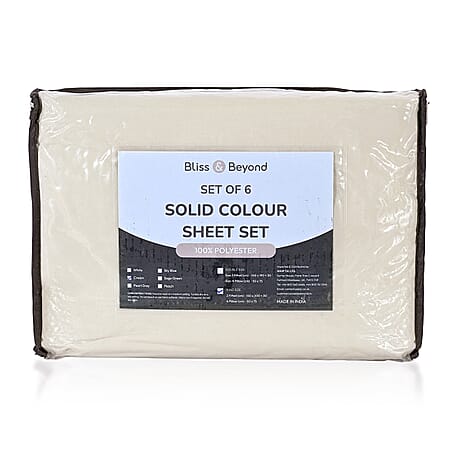 Hush Heven 6-Piece Bedding Set- Includes 2 Fitted Sheets - 4 Pillowcases (King) - Beige