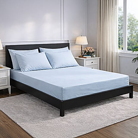 Hush Heven 6-Piece Bedding Set- Includes 2 Fitted Sheets - 4 Pillowcases (King) - Sky Blue