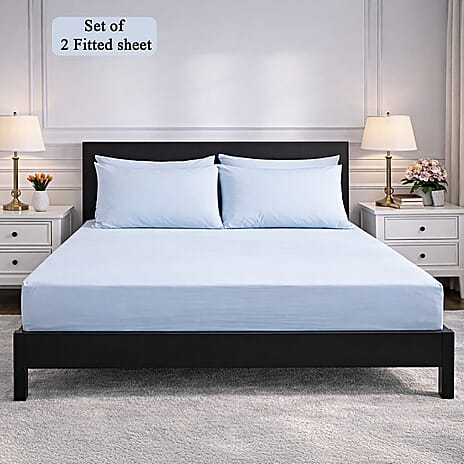 Hush Heven 6-Piece Bedding Set- Includes 2 Fitted Sheets - 4 Pillowcases (King) - Sky Blue